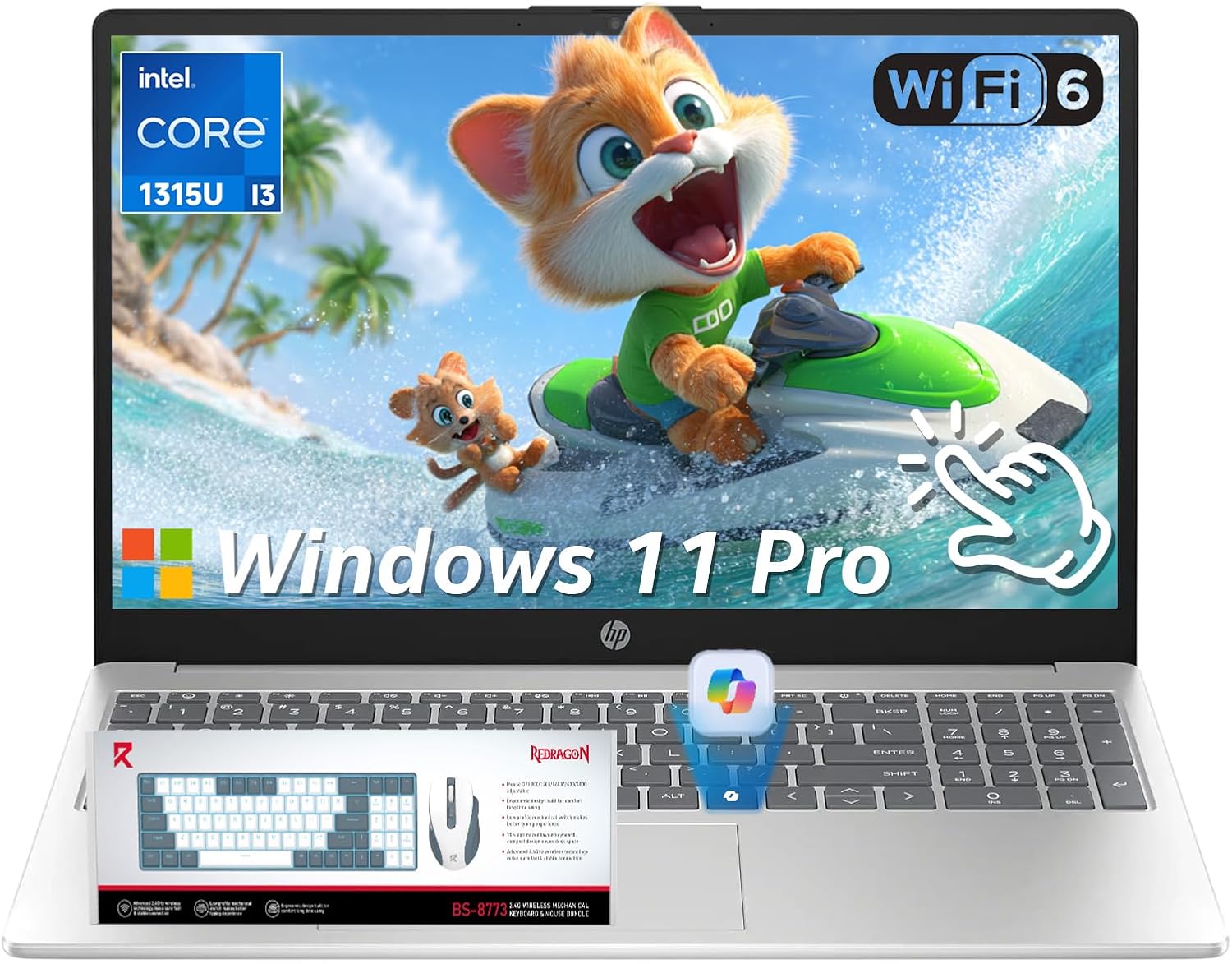 HP 15.6" HD Touchscreen Laptop for Students & Business – Intel 6-Core i3-1315U for Smooth Online Classes, 20GB RAM 512GB SSD Storage, Windows 11 Pro, AI Copilot Ready, Anti-Glare Screen, Wi-Fi 6