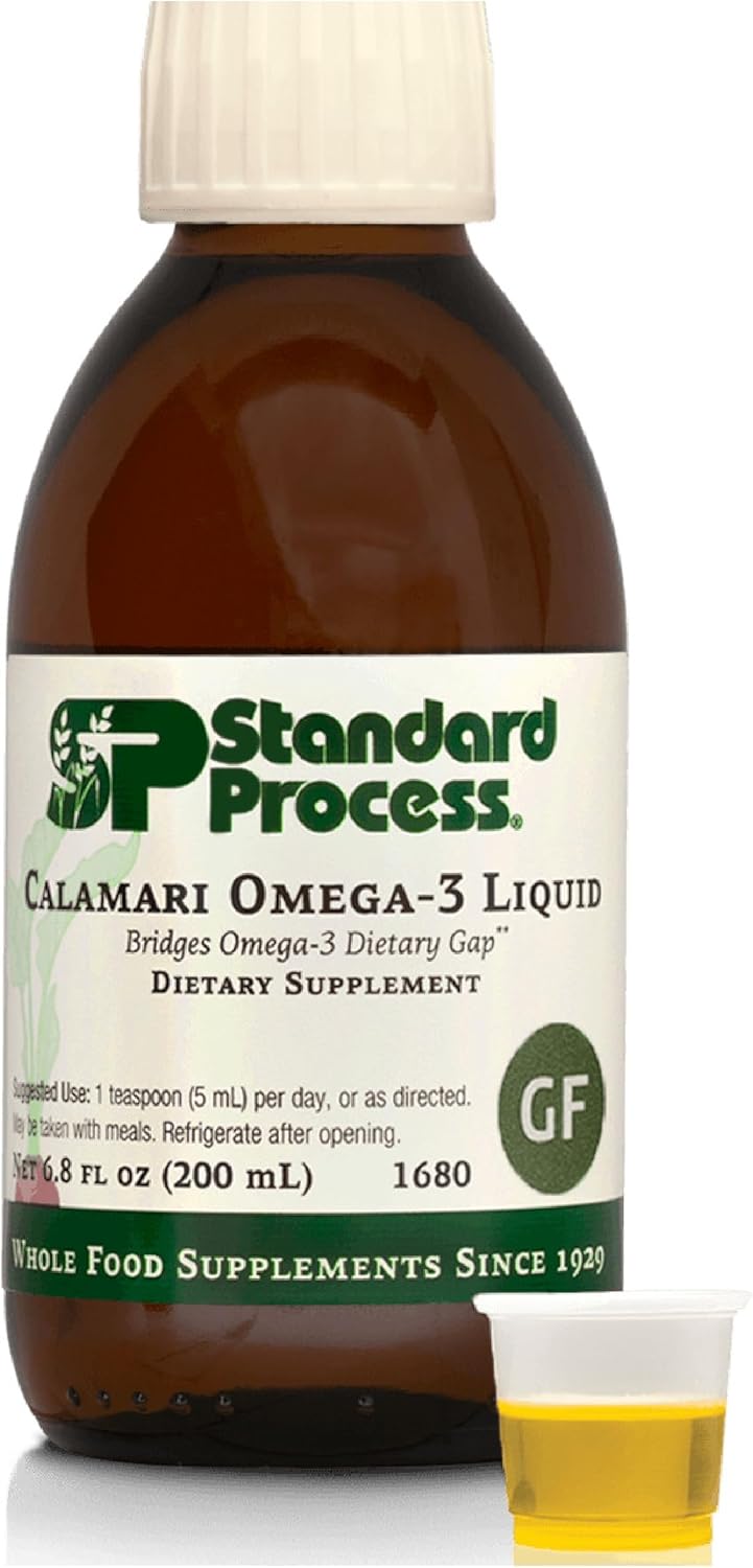 Standard Process Calamari Omega-3 Liquid – Supplement for Heart & Brain Health Support – Aids Skin Health – Gluten-Free, Non-Dairy & Non-Grain – 6.8 oz
