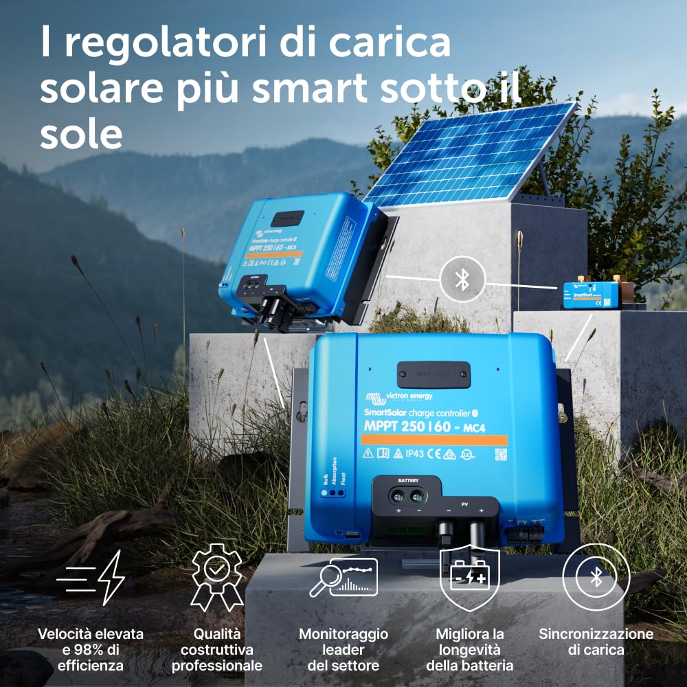 Victron Energy SmartSolar MPPT MC4 250V 60 amp 12/24/36/48-Volt Regolatore di Carica Solare (Bluetooth)