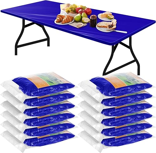Miniatura 10 de Boao 12 Piezas Manteles de Plástico Desechables para Fiestas, Cubiertas de Mesa de Picnic con Elástico Ajustado de Otoño, Cubierta Elástica