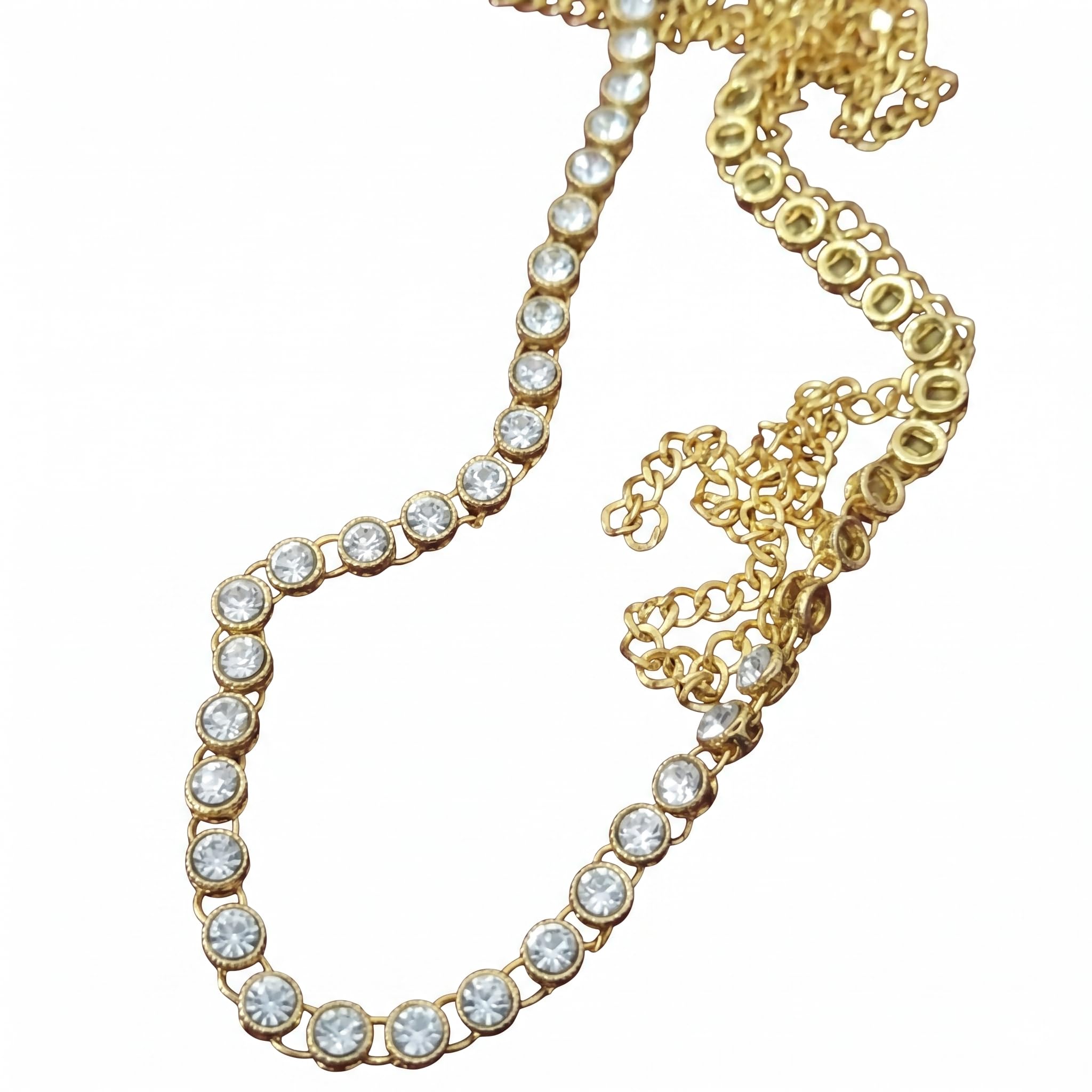 White Stones Single Line Hip Chain-image-3