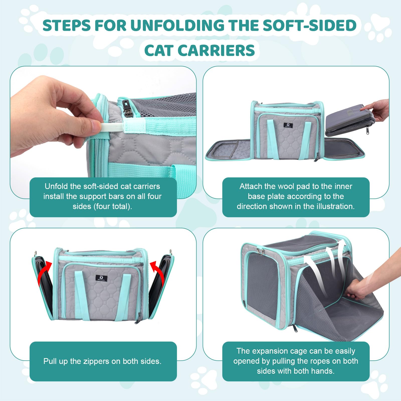 Transportin Perro Pequeño,Transportin Perro Plegable y Extensible Para Perros y Gatos, Segura y Transpirable, Aprobado por AerolíNeas Para su Uso Como Bolsa de Viaje Para Gatos de Hasta 6Kg