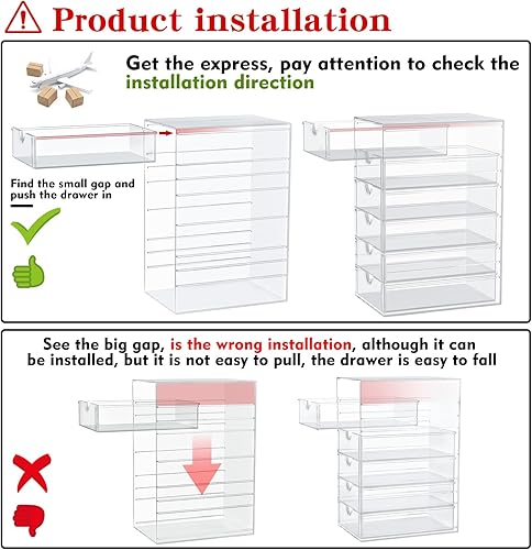 Miniatura 8 de Organizador de maquillaje con 16 cajones, 4 piezas de suministros de oficina de escritorio, organizadores de escritorio, accesorios transparentes,
