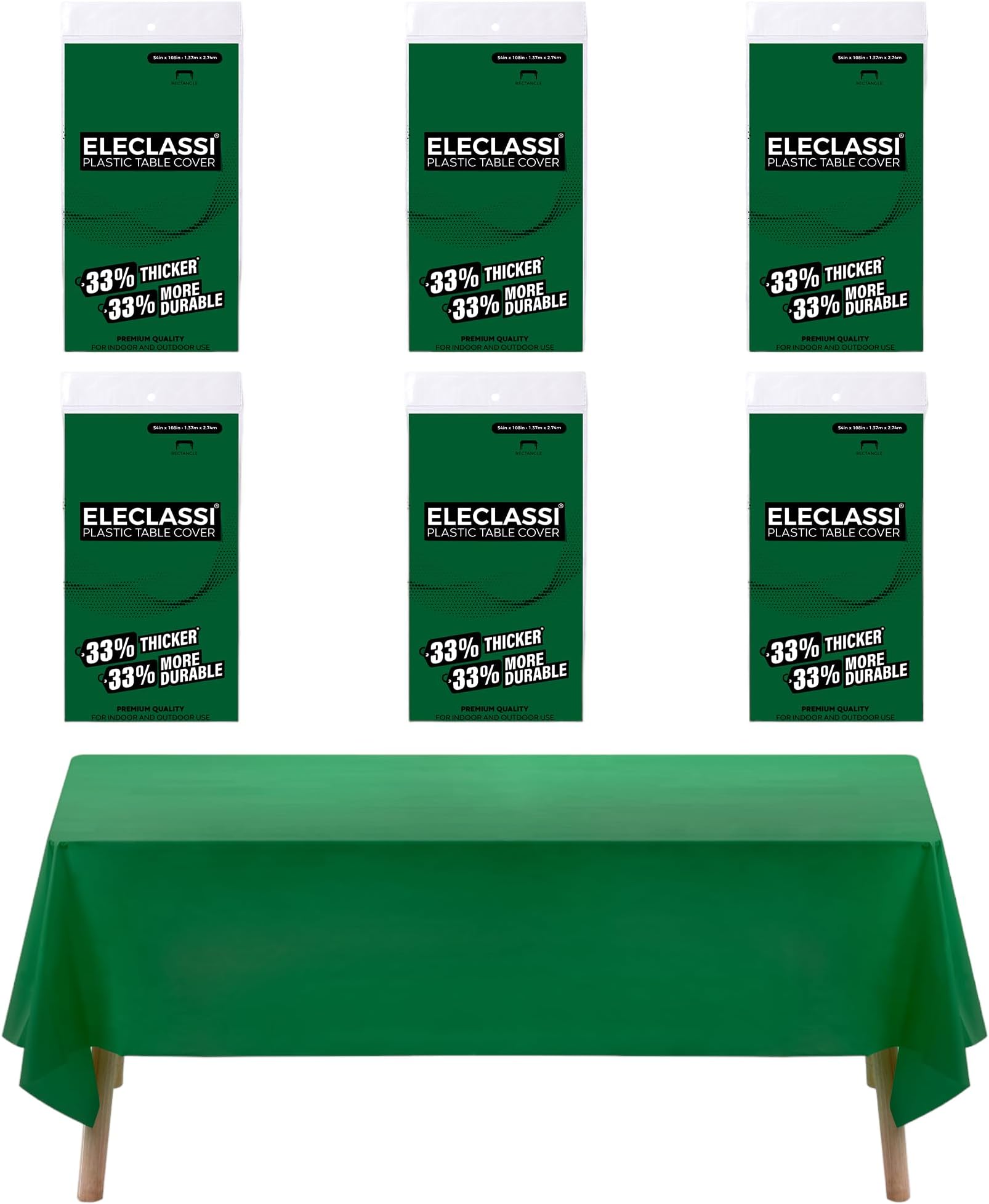 - Eleclassi Emerald Green 6 Pack Premium Disposable Plastic Tablecloth 54 x 108 in - Plastic Table Cloth Disposable Tablecloth for Rectangle Table Up to 8 Feet