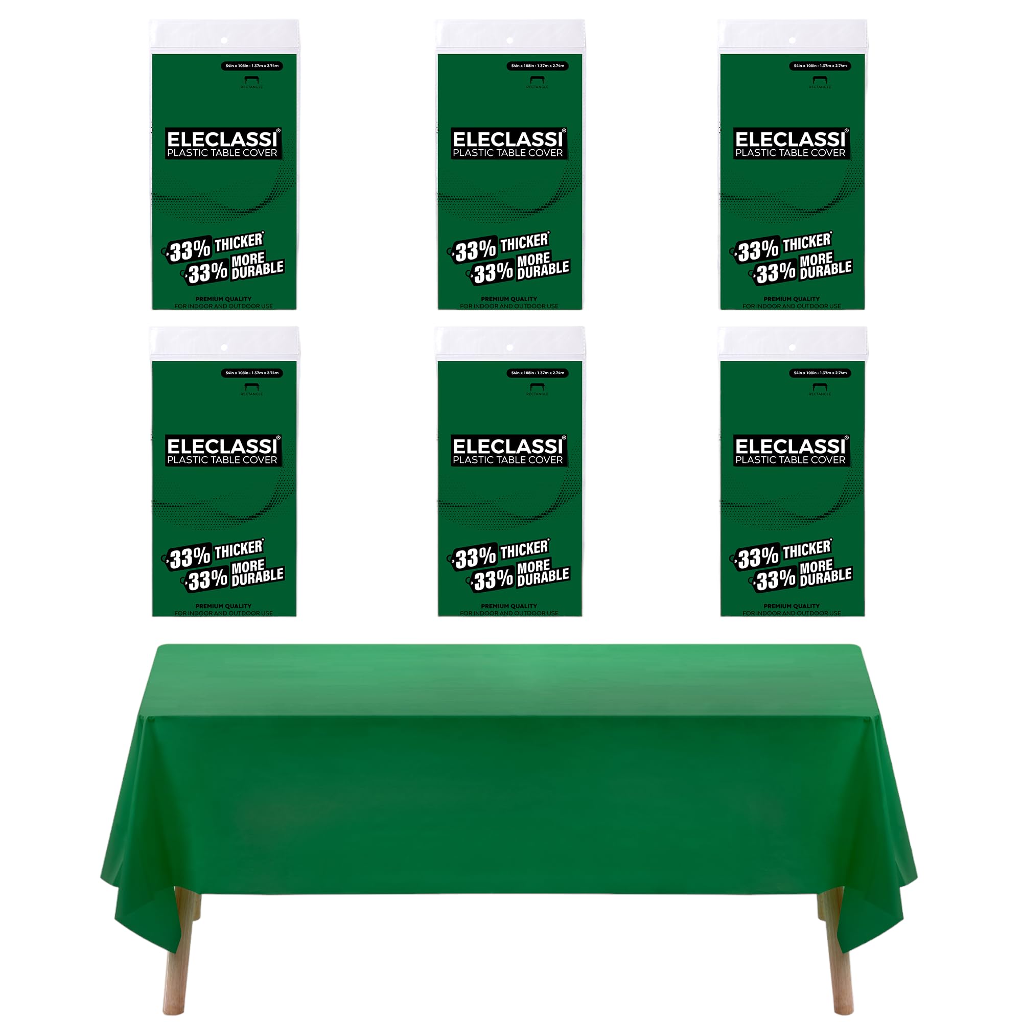 - Eleclassi Emerald Green 6 Pack Premium Disposable Plastic Tablecloth 54 x 108 in - Plastic Table Cloth Disposable Tablecloth for Rectangle Table Up to 8 Feet