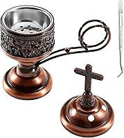 Yawlsow Red Copper Incense Burner Holder - Frankincense Charcoal Bakhoor Stand for Church Censer, Yoga, Aromatherapy & Home Spa