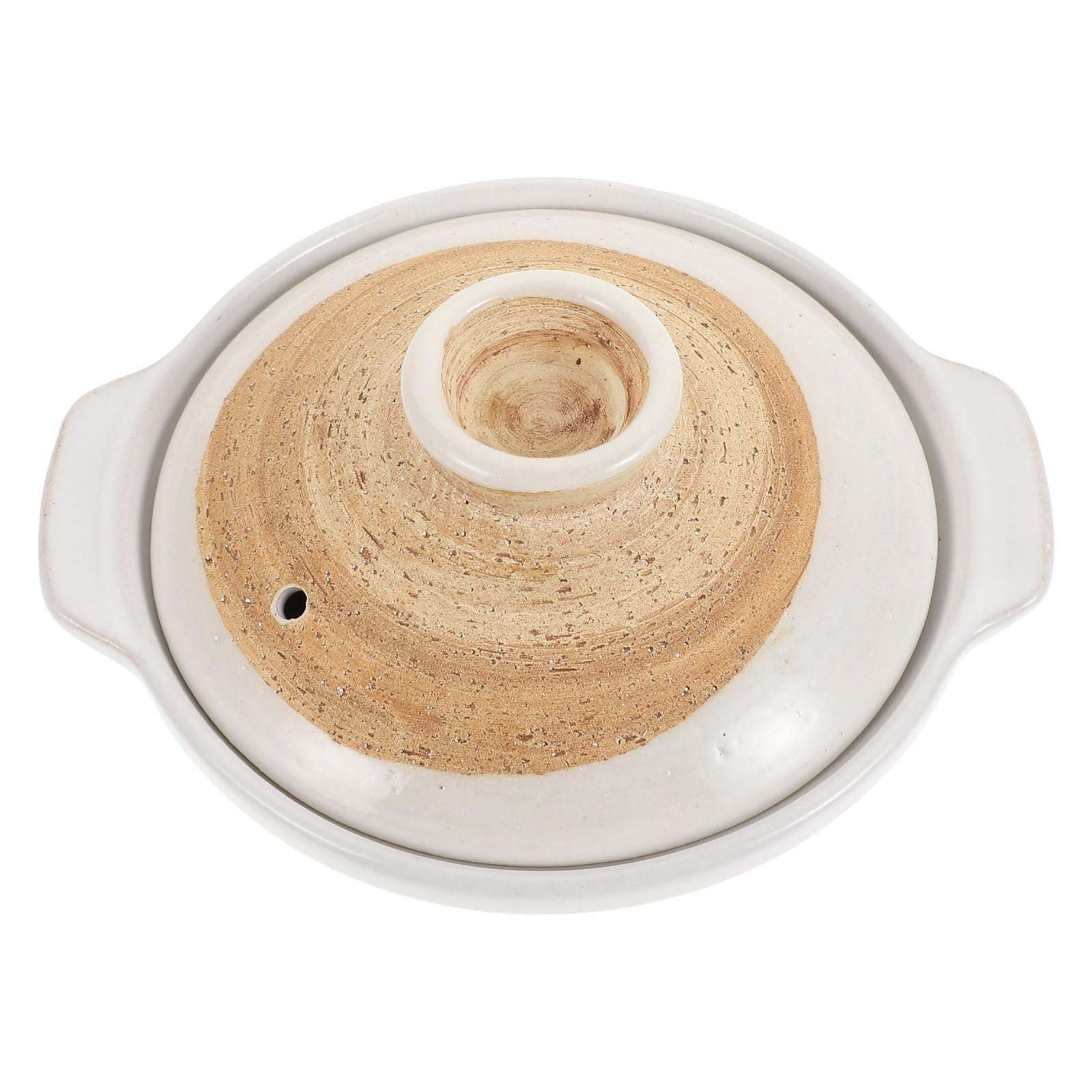Pentola in terracotta con coperchio - 450 ml, pentola tradizionale asiatica, casseruola in argilla per una persona - Stufati, utensili da cucina per riso, zuppe, pasti in famiglia, cena di