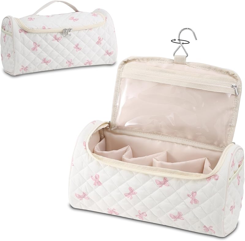 Estojo de Viagem Acolchoado GISMTR para Ferramentas de Cabelo com Gancho, Bow D-Pink, 1 unidade