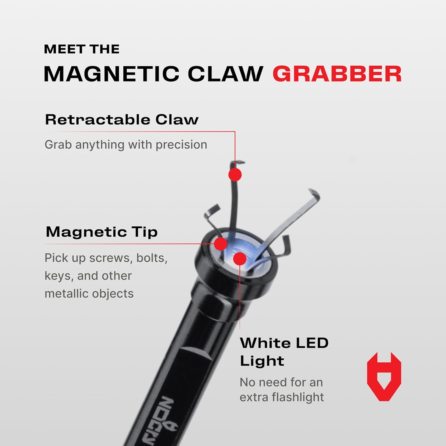 Condition photo showing Good Condition for NoCry Magnetic Flexible Claw Grabber Pickup Tool With Bright LED Light - 27.7in Long Retractable Grabbing Tool With 5lb Pull Strength