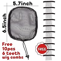 Vista 2 de 5 redes para el pelo para hacer cola de caballo afro y moño de pelo afro – Red de pelo negro sin pegamento con 10 peines de peluca – correa