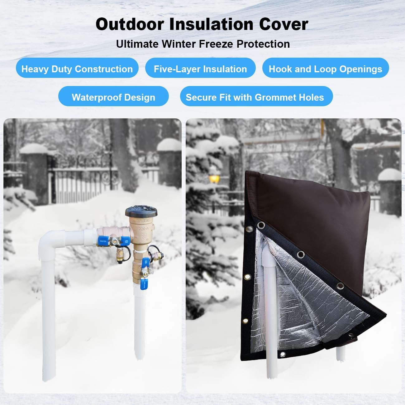 Backflow Preventer Cover 30''W x 24''H + Outdoor Faucet Cover 25”H x 13.5”W