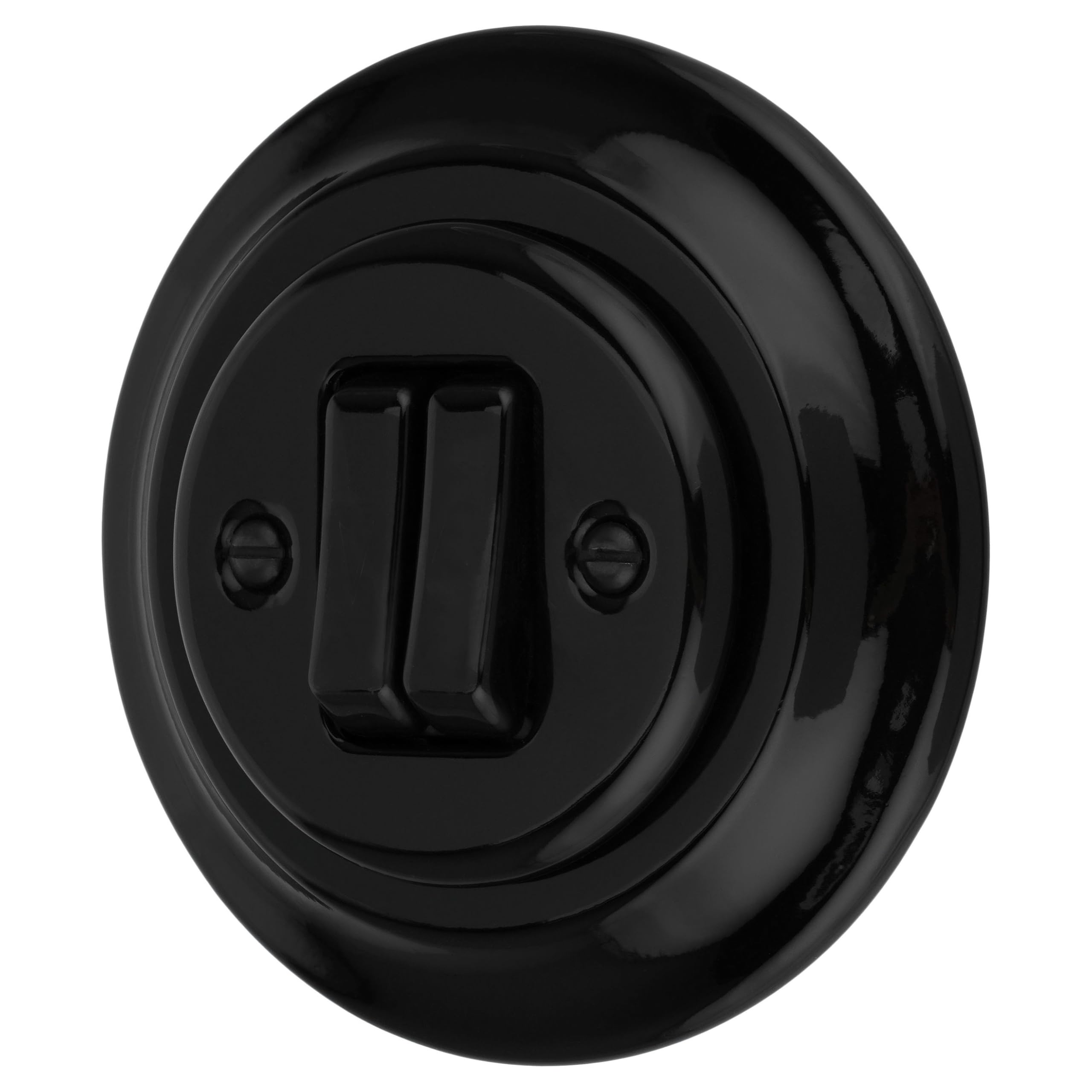 Empotrable de porcelana retro doble pulsador, pulsador de 2 vías, todo en uno, serie PR1, color negro