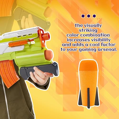Miniatura 9 de BOROLA Lanzador de cohetes de espuma relleno de misiles compatible con Nerf N-Strike Elite Series