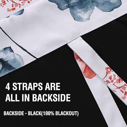 Miniatura 7 de H.Versailtex Cattleya - Cortinas 100% opacas con estampado floral, bolsillo para cortinero, para ventana pequeña con forro negro, 42 pulgadas de