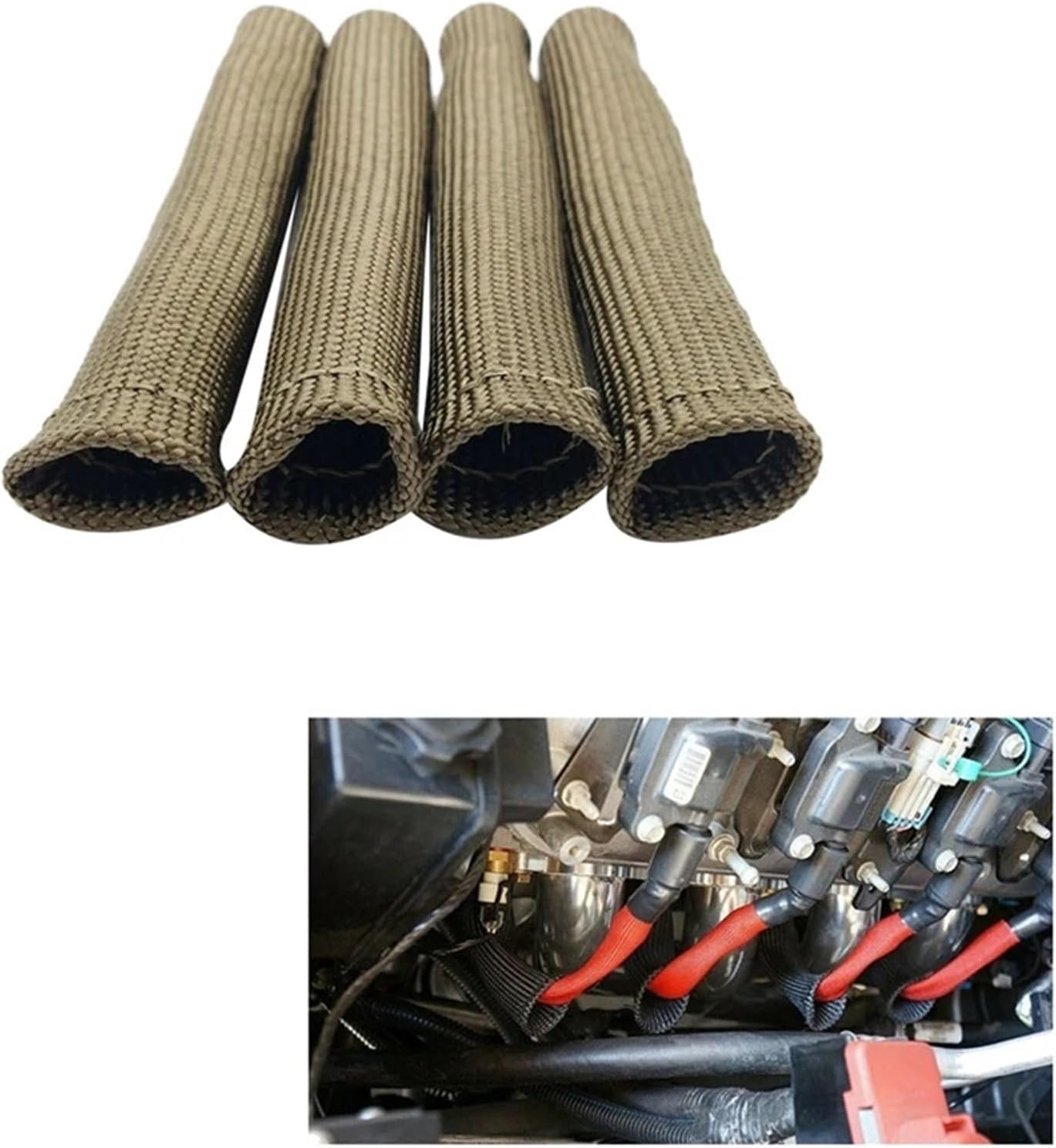 8Pcs 2500° for Spark Plug Wire Boots Protector Sleeve Heat Shield Cover for LS1/LS2 Titanium