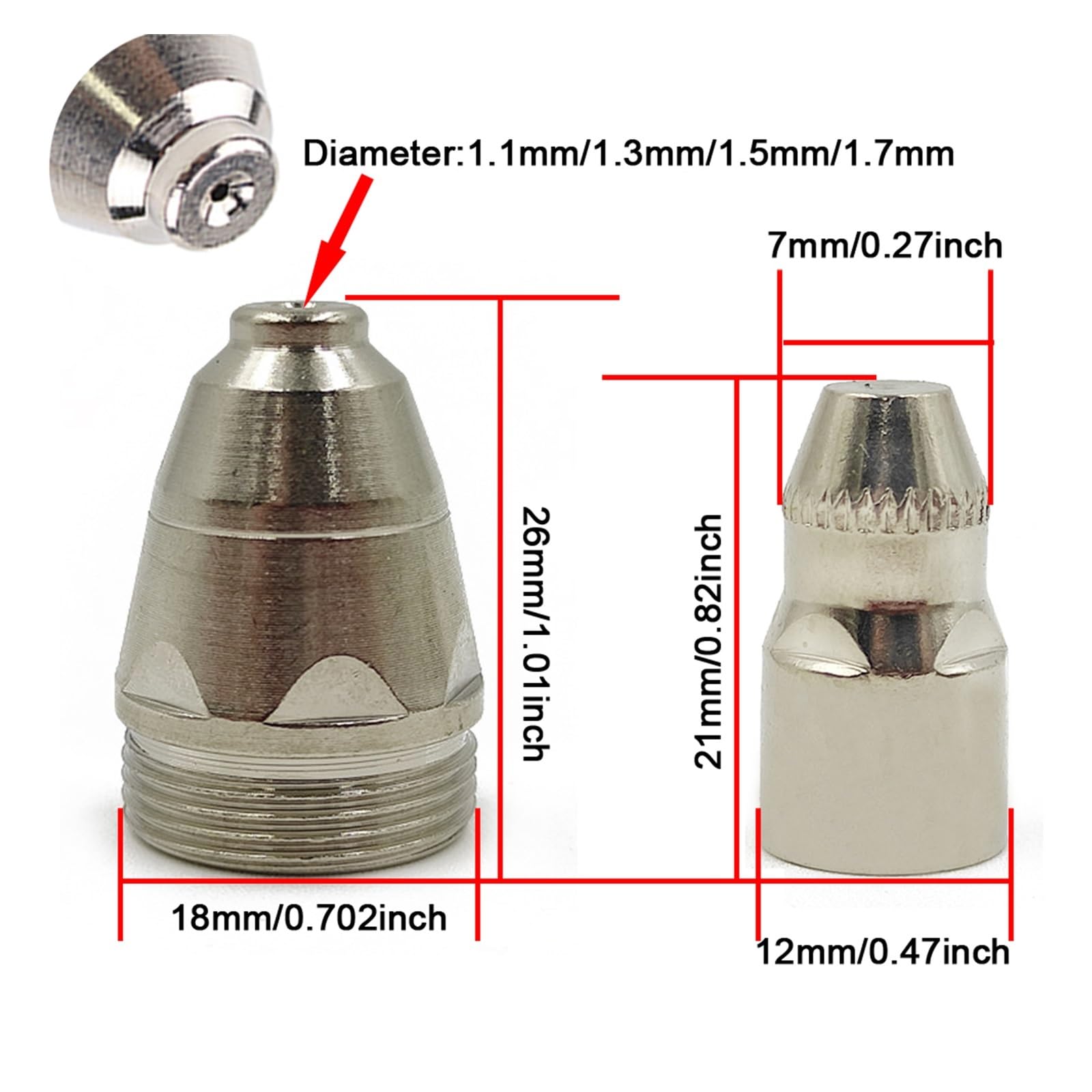 10/20 Stück Premium P80 Plasmaschneidbrenner Verbrauchsmaterial Schneiden 60A 80A 100A P80 CNC Plasmabrenner Spitze Elektrodendüse(Premium Version,1.3mm 20PCS)