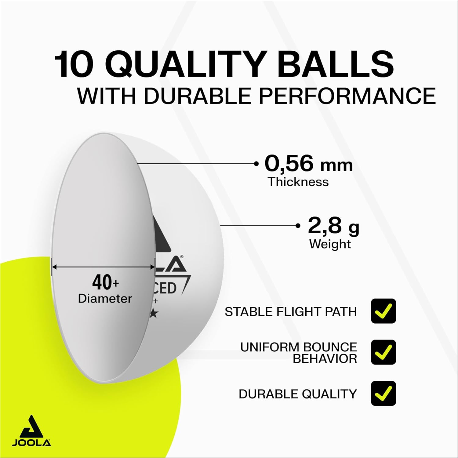 JOOLA Quattro Ping Pong Paddles Set of 4 - Includes 10 Advanced 3 Star Ping Pong Balls and Storage Case - 4 Competition Table Tennis Paddles to Help Improve Your Game with More Spin and Speed