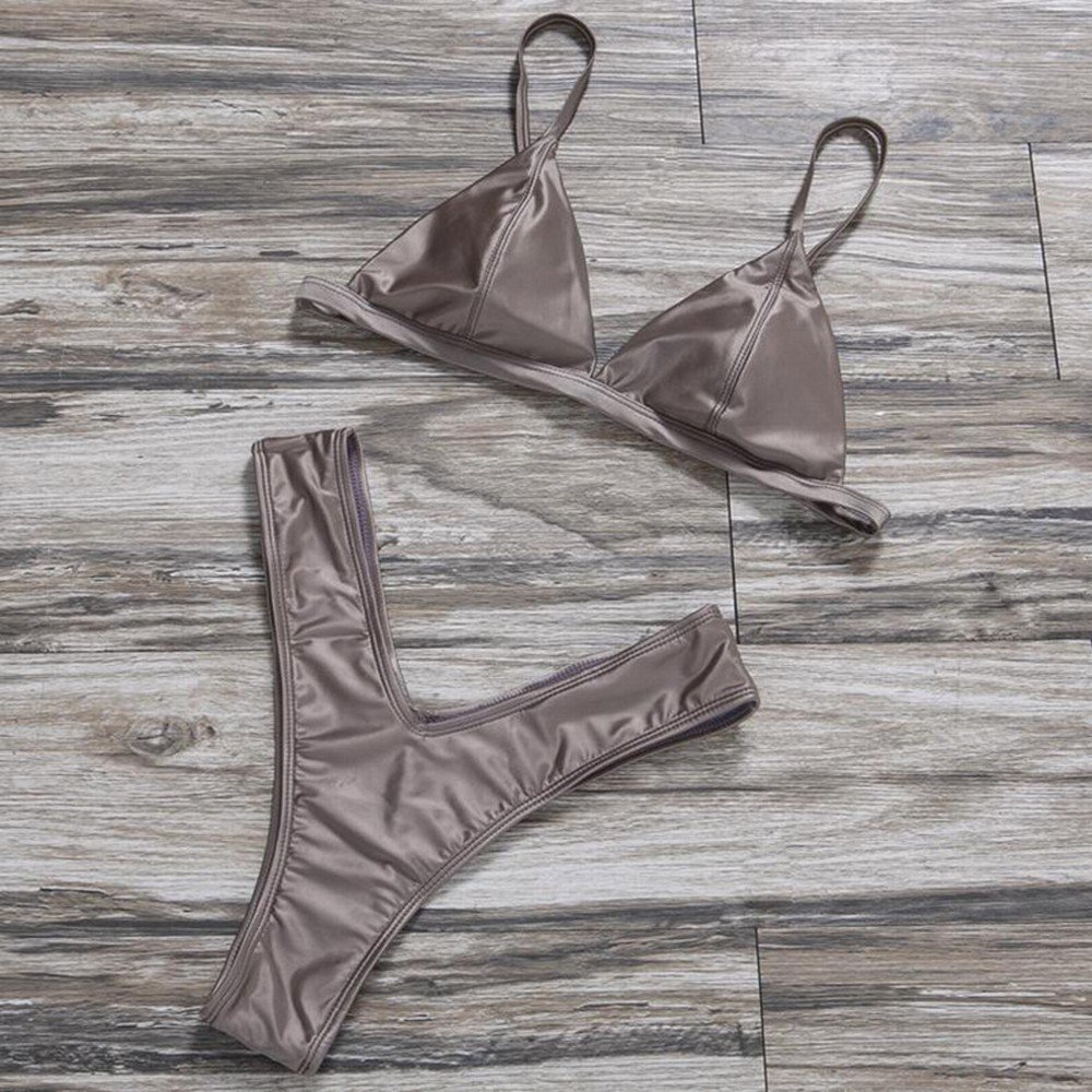 Bikini triangle luxe ZUBJN finition plage lisse haut de gamme maillot de bain split E