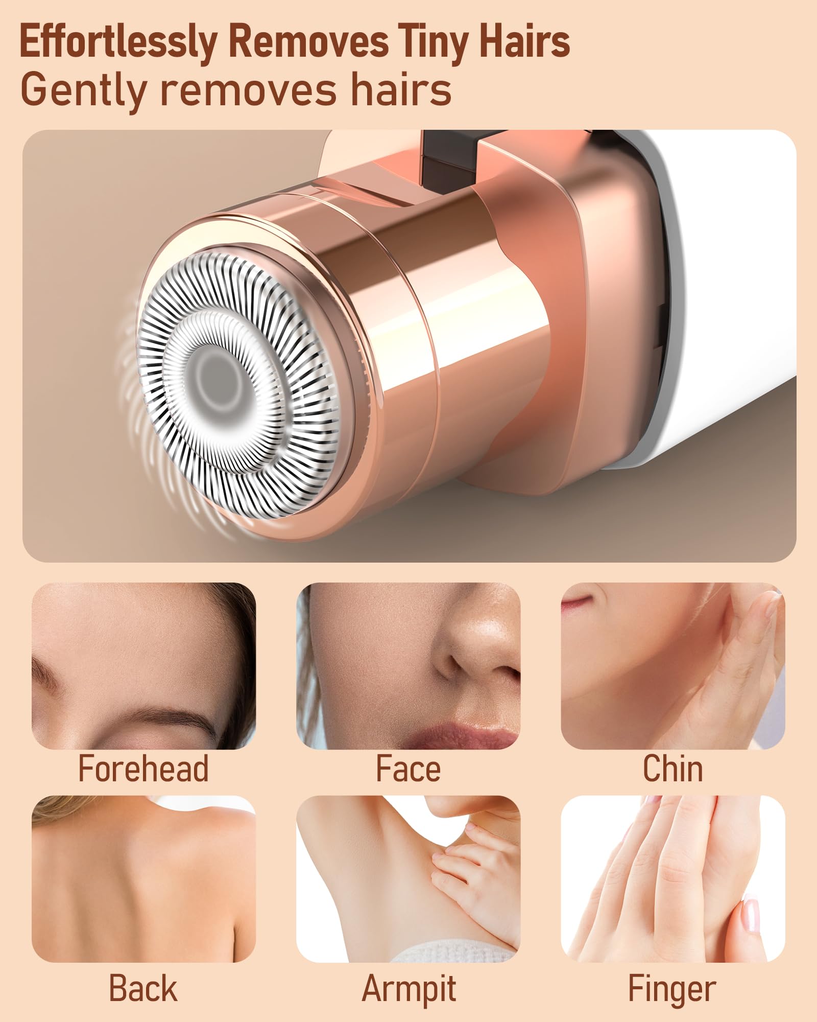 Rasuradora Facial Mujer recortadora de cejas electrica: iFANZETECH Rasuradora Facial Electrica Eliminar el Vello sin Dolor con Luz Smartlight Labio Superior, Barbilla, Mejillas y Cejas Regalo Mujer — view 5