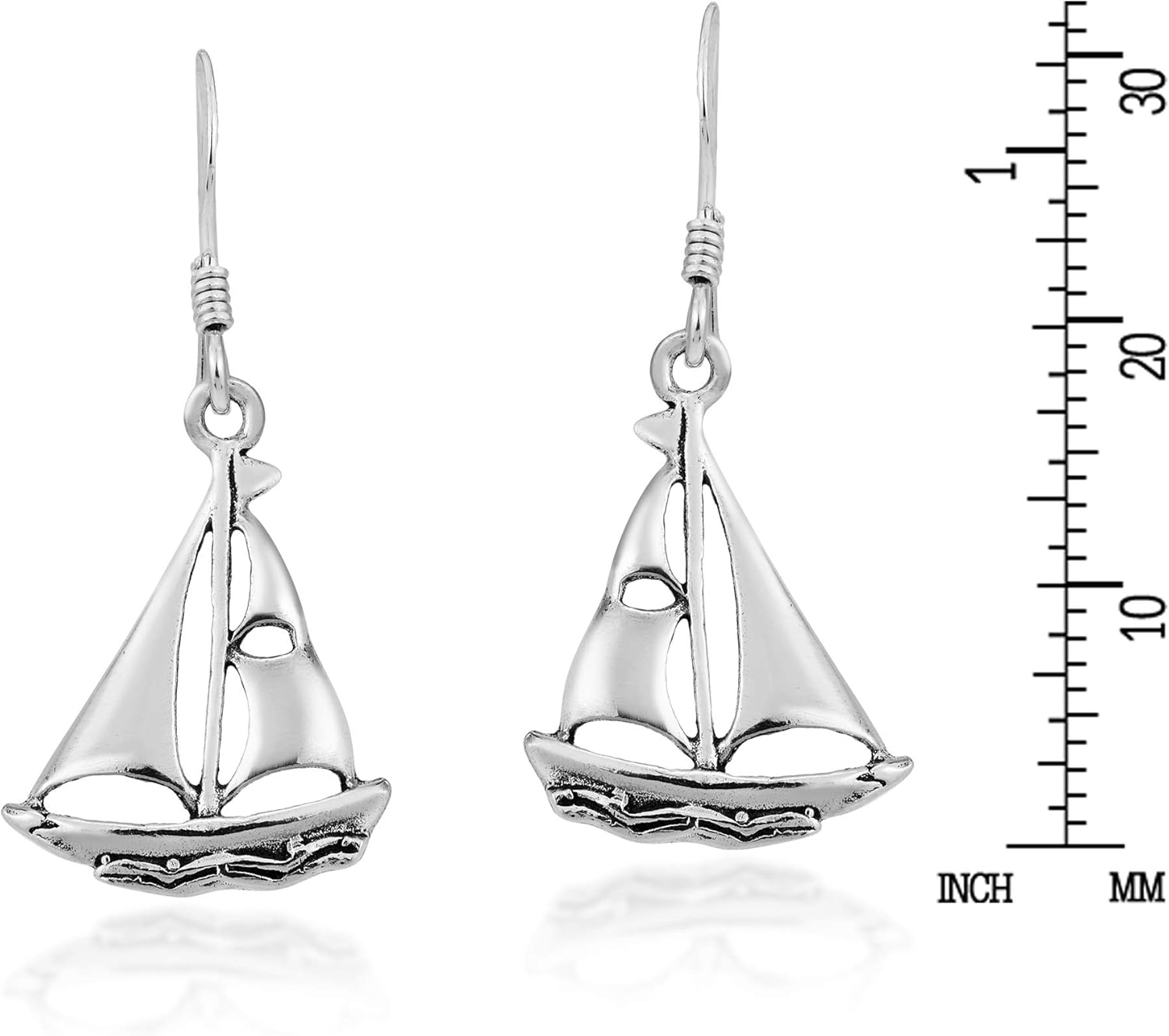 AeraVida Minimalist Nautical Themed Sailboat .925 Sterling Silver Dangle Earrings | Casual Sterling Silver Dangle Earring for Women | Jewelry Gift