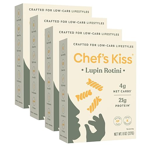 Chef's Kiss Rotini bajo en carbohidratos  0.14 oz de carbohidratos netos, 0.74 oz de proteína  Apto para dieta cetogénica, pasta baja glucémica