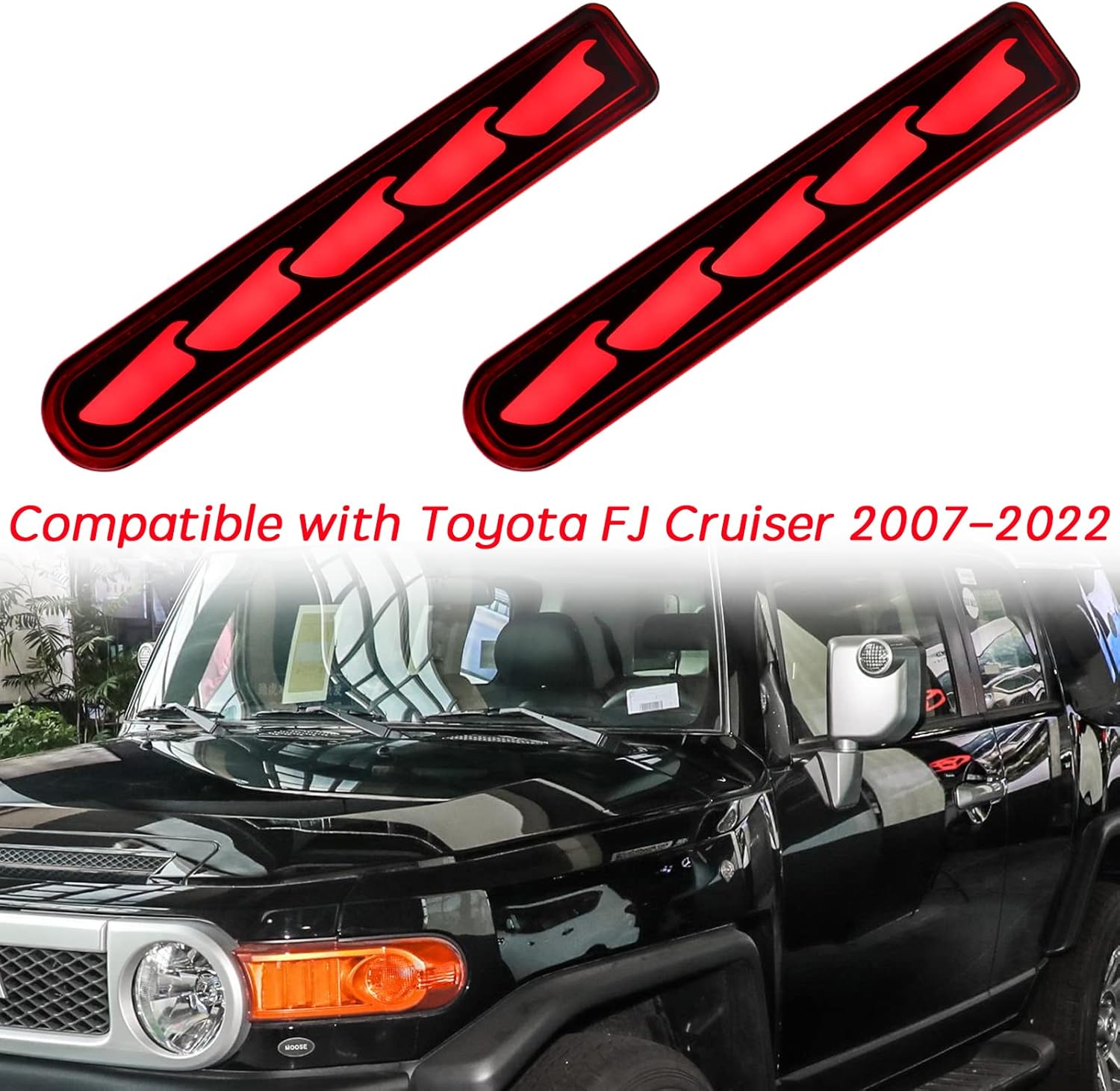 Red Rear Bumper Fog Brake Tail Light Sequential Flash Turn Signal Lamps Compatible with Toyota FJ Cruiser 2007-2021 Accessories