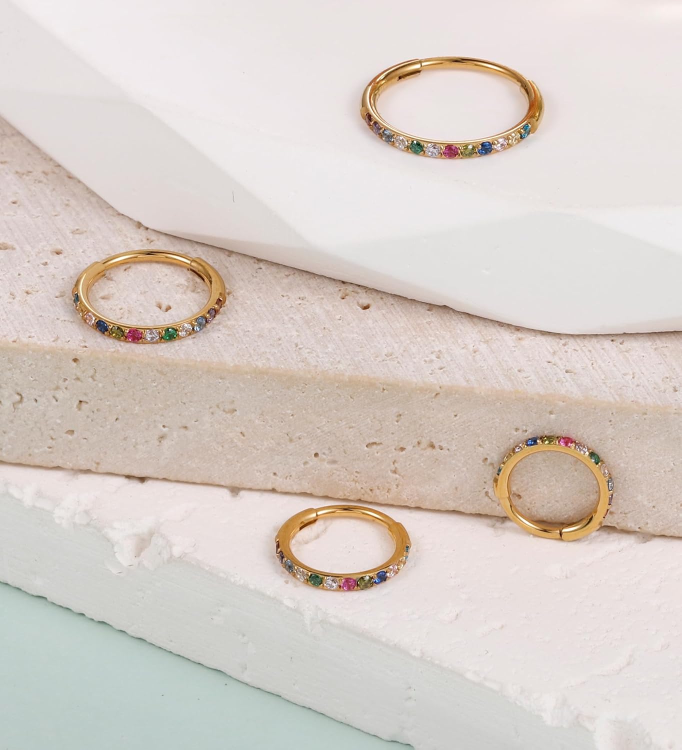 Birthstone Nose Hoops for Women Men-316L Surgical Steel Hinged Nose Hoops 20G Clicker Septum Nose Ring Lip Helix Cartilage Hoop Earring Daith Rook Conch Body Piercing Jewelry 6MM 7MM 8MM 10MM - Image 3