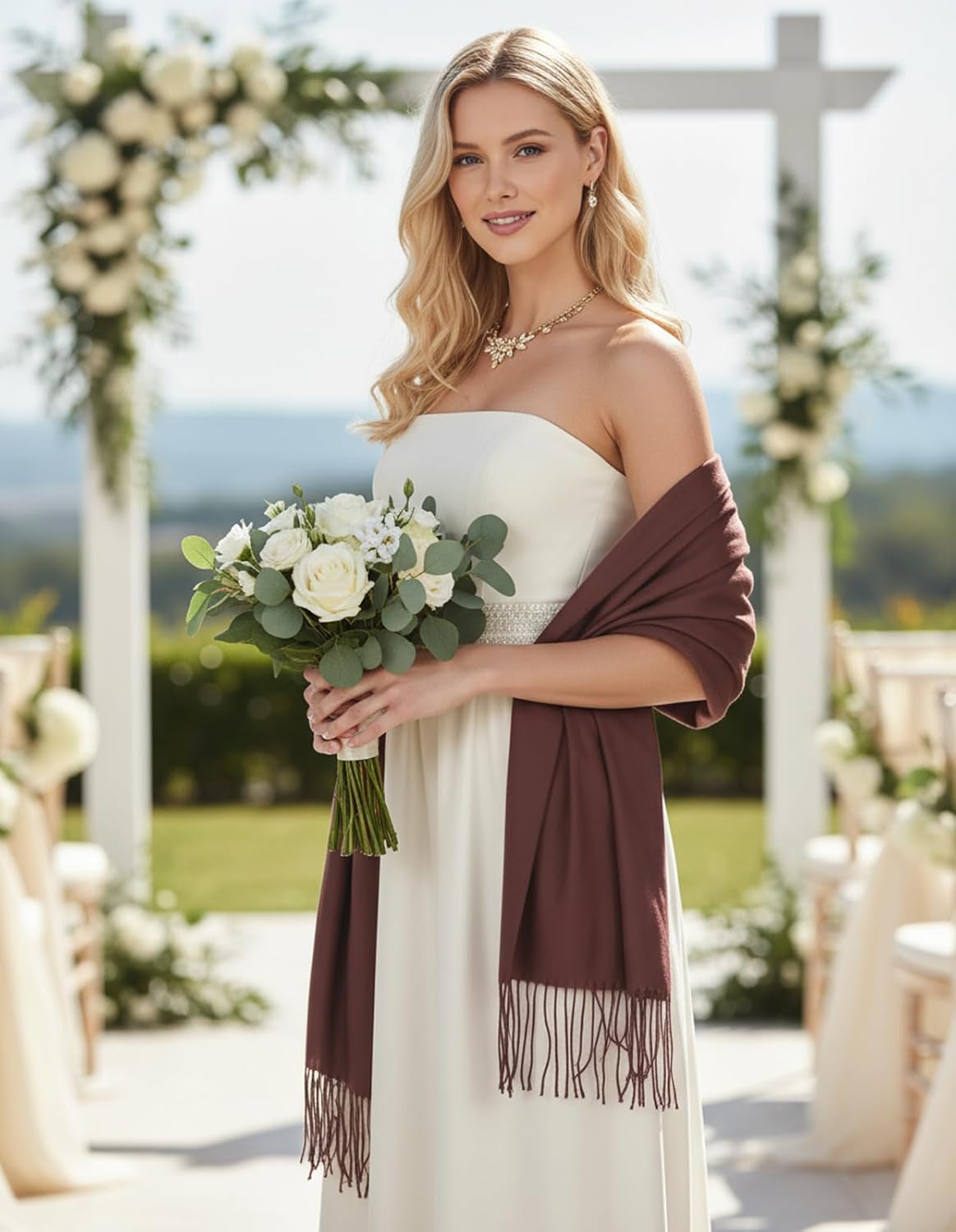 Women's Scarf Pashmina Shawls and Wraps for Evening Dress Wedding Bridal Bridesmaid Winter Warm Long Large Scarves - Image 3