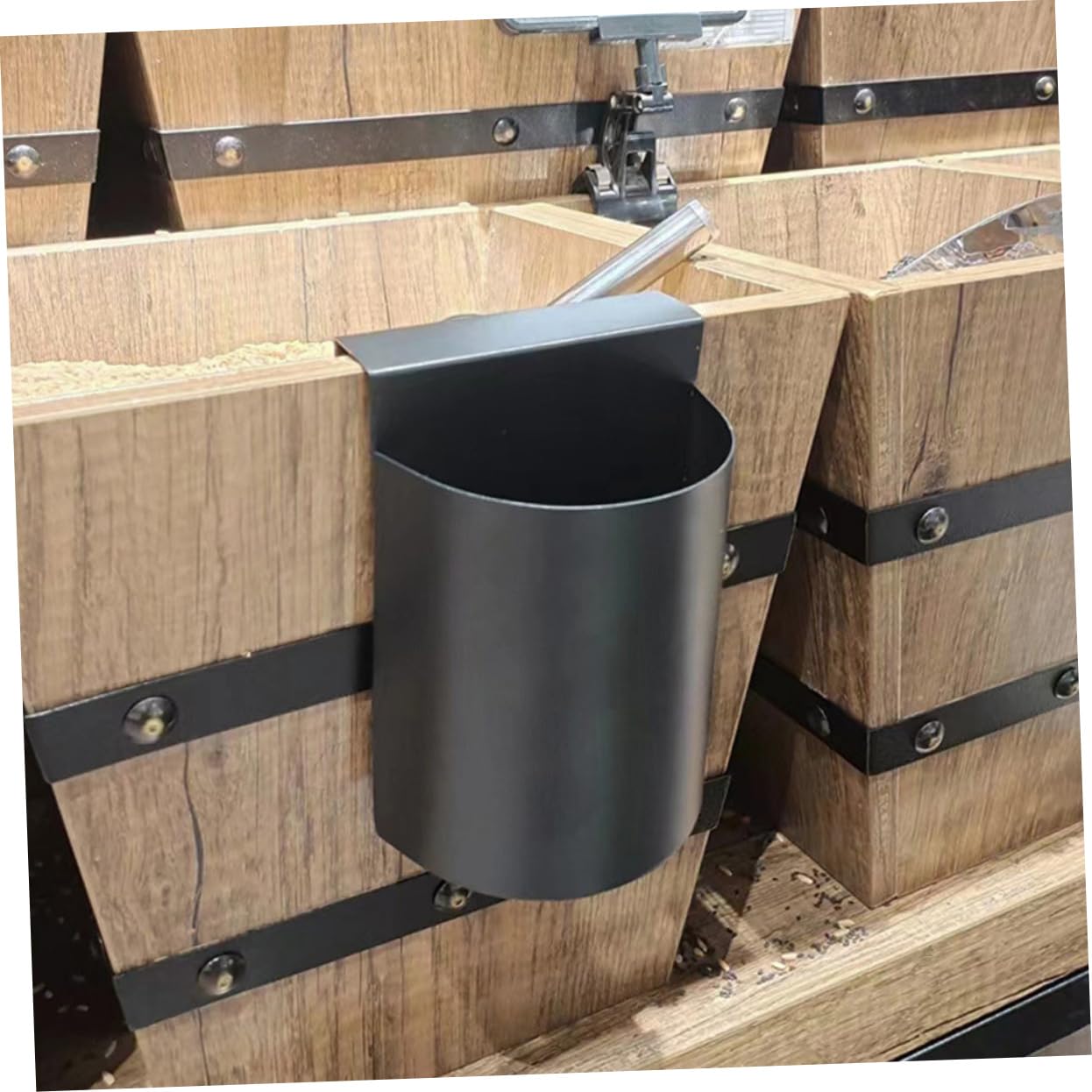 SOLUSTRE 4 Stück Aufbewahrungsbox Für Getreideschaufeln Lagerung Hängend Aufbewahrungsboxen Küchenregal Aufbewahrungshalter Für Die Küche Vorrat Speichern Getreide-organizer Black Eisen