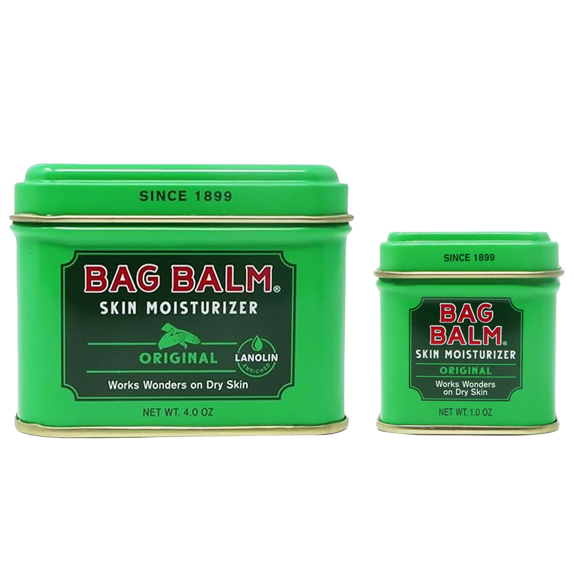 Bag Balm Original Moisturiser for Dry & Cracked Skin | All-Purpose Hydrating Balm for Hands, Heels & Cuticles | Lanolin Enriched, Paraben-Free | Instant Relief | Home & Travel Kit 113g + 28g