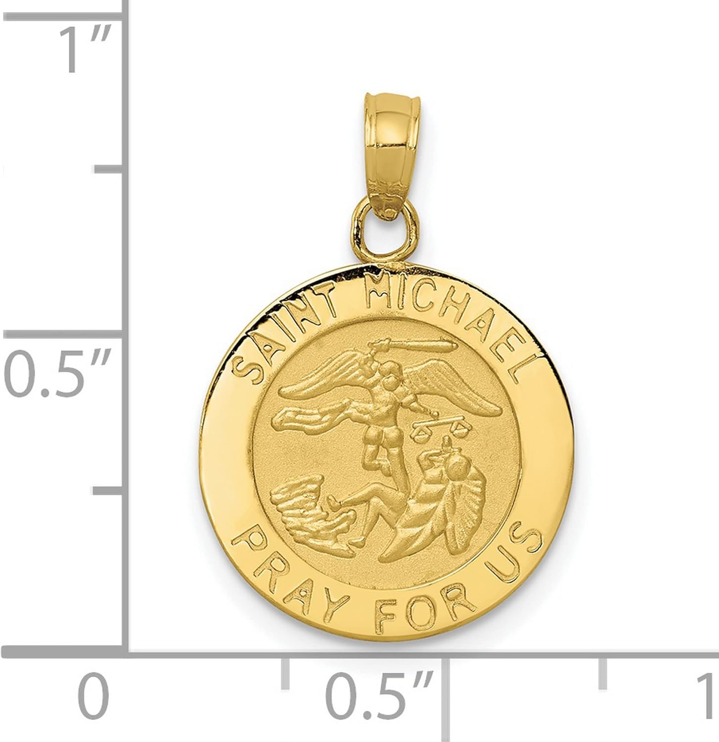 10k Yellow Gold Saint Michael Pendant Necklace with Archangel Engraving, Catholic Saint Medal for Men or Women, Christian Religious Jewelry Symbolizing Protection, Courage, and Spiritual Strength - Image 3
