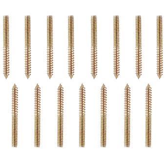 3/8 Inch-16 Hanger Bolts Double Ended Screws Sided Dowel Self-Tapping Screw for Furniture 75 mm Length 15pcs
