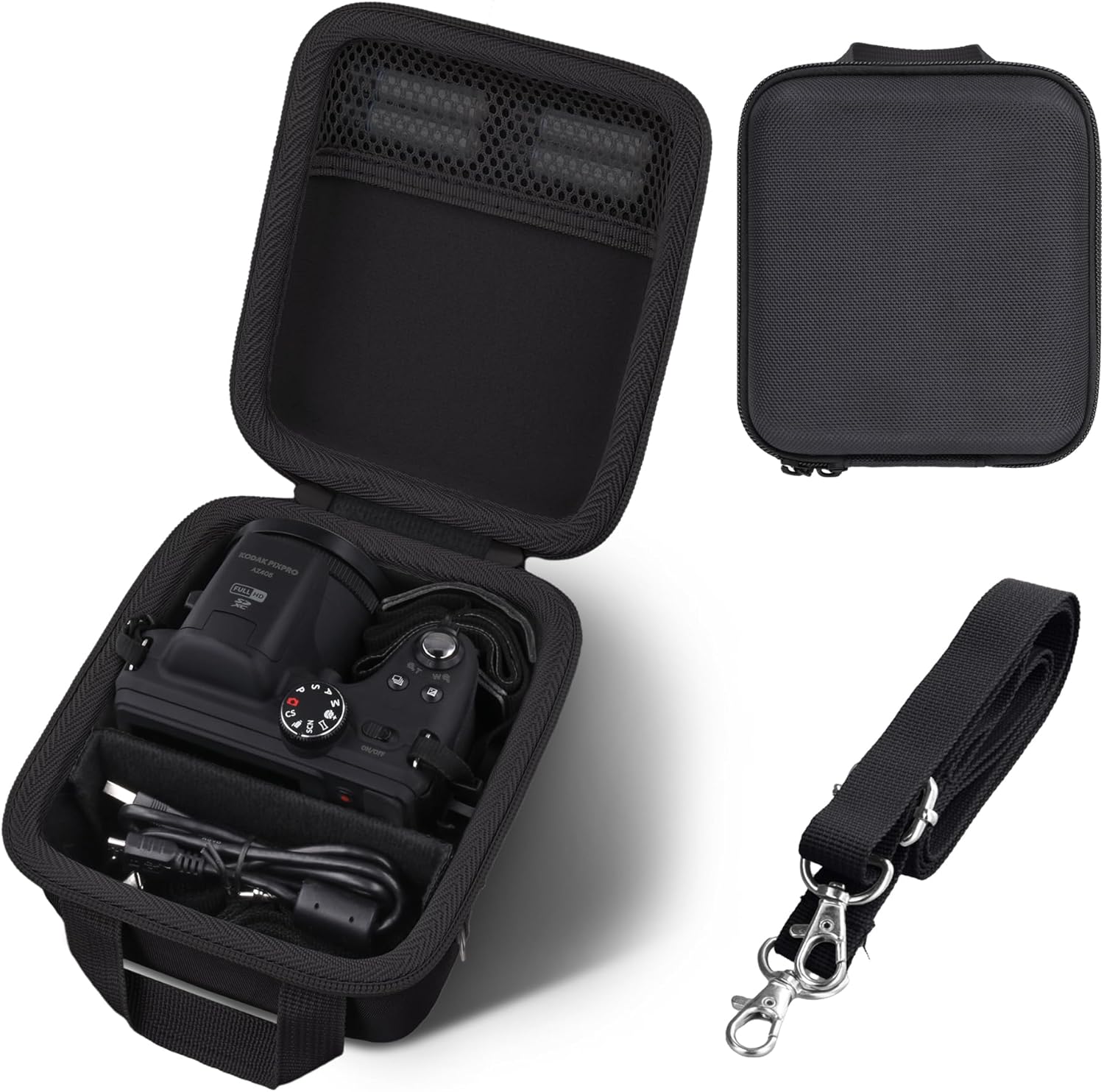 co2CREA Camera Case for KODAK PIXPRO AZ405-BK/AZ425/AZ255/AZ401/AZ528 Vlogging Digital Camera, Shockproof Protective Carrying Bag with Shoulder Strap (Black)