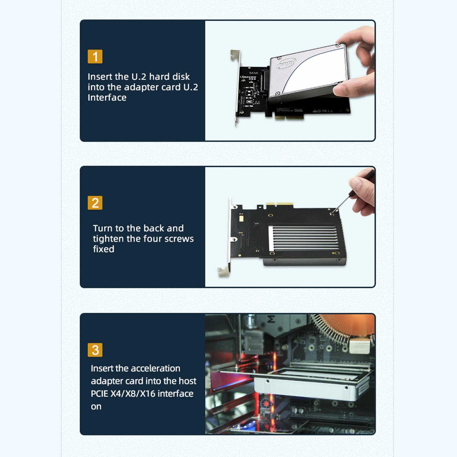 SAI INDER KALA Lifestyle Standard Mini U.2 to PCIe Adapter Expansioncard for 2.5-Inch SSD Drive