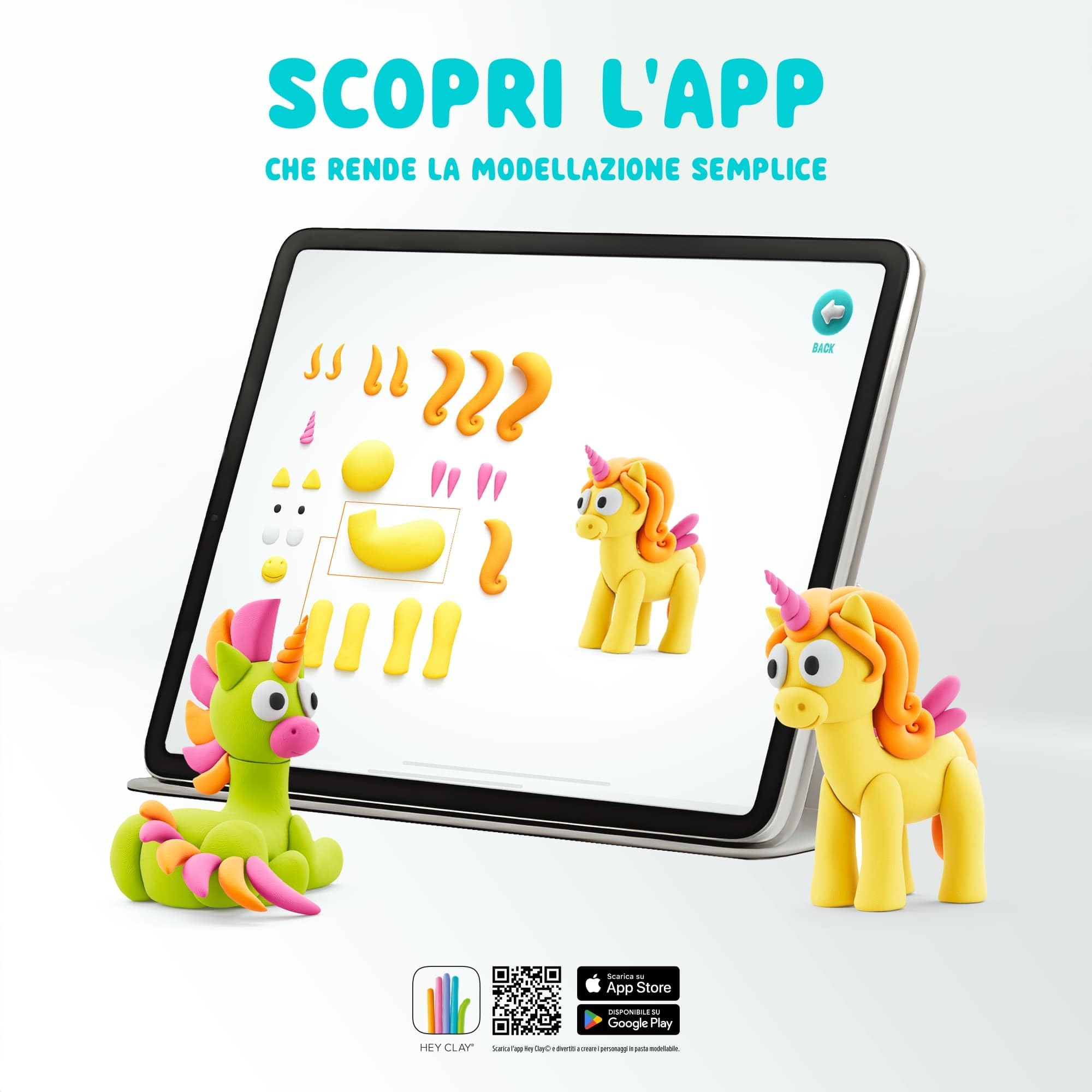 HEY CLAY Set 15 barattoli di pasta modellabile che asciuga all'aria per bambini dai 3 anni in su - Kit сreativo per attività artistiche e manuali (Unicorni Arcobaleno)