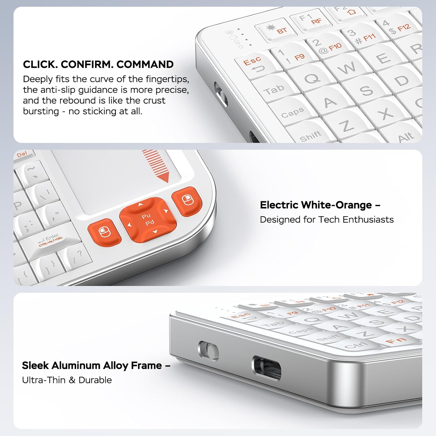 Mini Keyboard with Touchpad, Mini Bluetooth Keyboard, Ultra-Compact Portable for IT Professionals, Field Service Technicians, Home Theater PC & Multi-Device Travel - Durable &Reliable, White