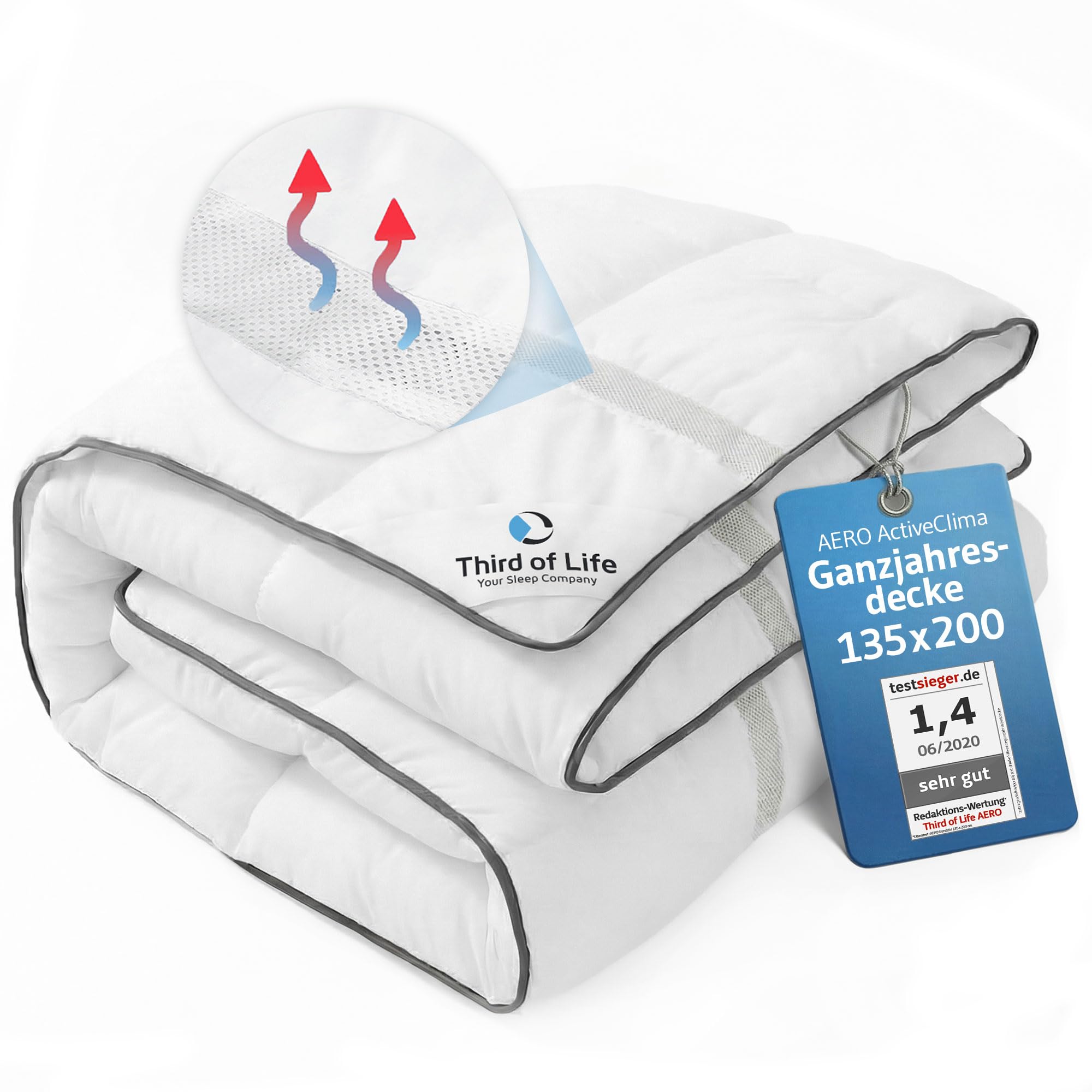 Bettdecke 135x200, Ganzjahresdecke mit OptiSleep®-Technologie, Flauschige Steppdecke AERO ActiveClima, Kuschelige Winterdecke / Sommerdecke mit Ventilations & Klimazonen, Ideale Hygiene für Allergiker