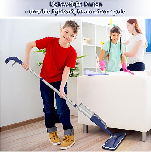 Miniatura 6 de MEXERRIS - Trapeadores en aerosol para limpieza de suelos de madera dura, mopas húmedas de microfibra con 4 almohadillas reutilizables, 2 botellas