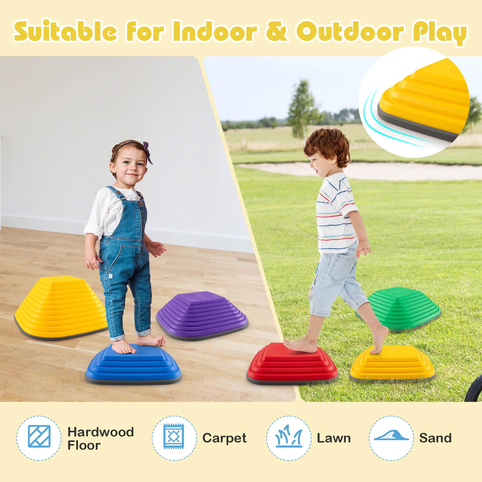 Homasis 6/11 Piedras de Equilibrio, Duraderas Apilables Antideslizante para Niños, Bloques de Equilibrio de Interior y Exterior para 3+ Años