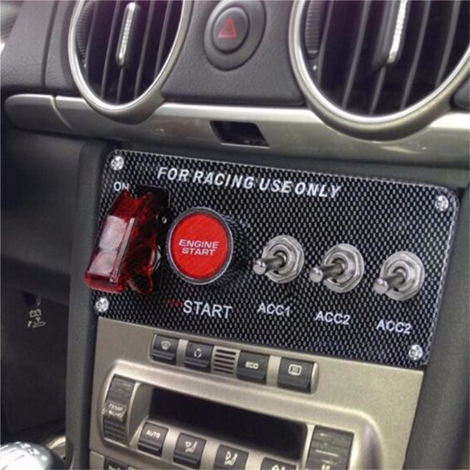Interruptor de arranque Interruptor de encendido LED 12 V para coche carreras, interruptor y apagado del motor, panel interruptores palanca(9.5cm silver switch)