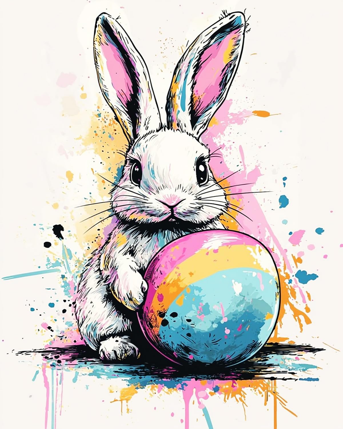 Liubaishi Multicolour Paint By Numbers For Adults, Easter Egg Bunny Theme, 40X50 Cm Acrylic Canvas Kit With Brushes And Paints, 240 G
