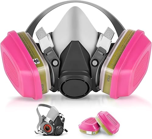 LJSXFI Máscara respiradora de gas de cara completa - Máscaras de gas con filtro de carbón activado 60926, contra polvo, gases, vapor orgánico