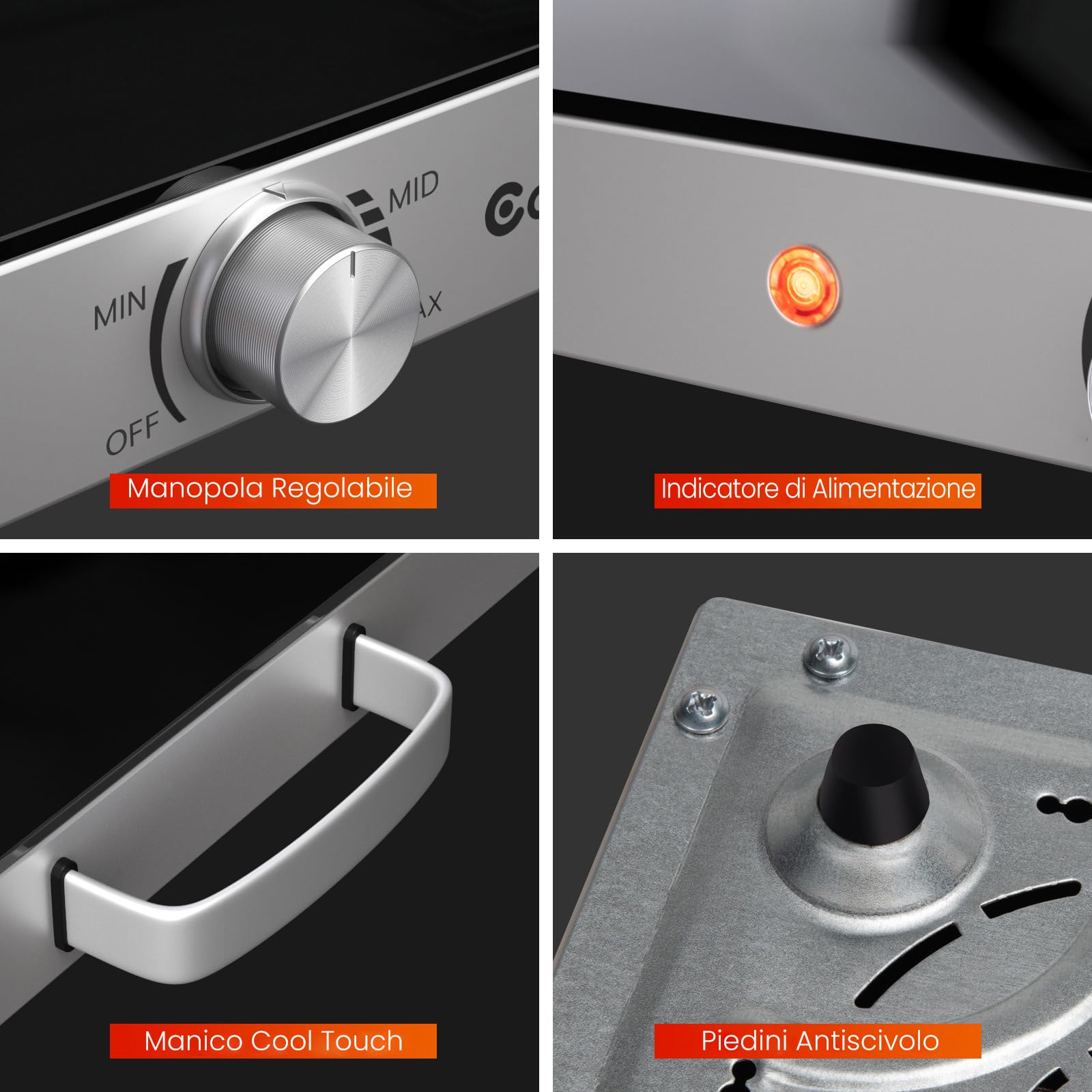 COSTWAY Vassoio Scaldavivande Elettrico, Vassoio Riscaldante in Acciaio Inox con Piano in Vetro Resistente alle Alte Temperature, Maniglie Antiscottatura, per Casa e Festa
