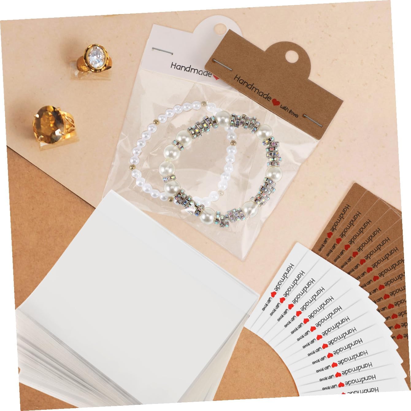 Angoily 200pcs Jewelry Display Cards Kraft Paper Small Packaging Bags Earring Display Handmade Holder Business Supplies Craft Packaging