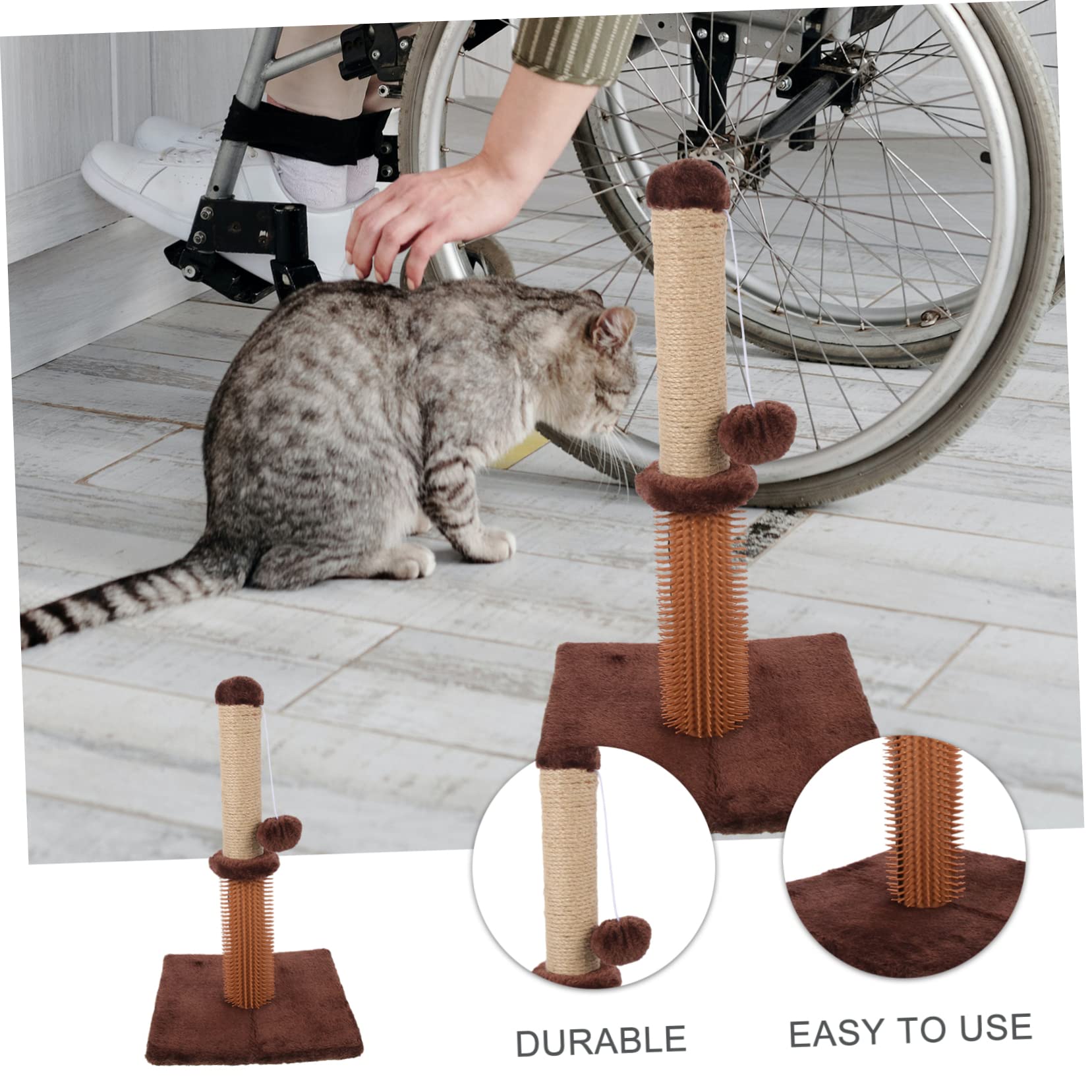 POPETPOP Wear Resistant Cat Scratching Post for Daily Use Creative Kitten Scratcher with Fun Design for Indoor Cats Easy to and Maintain Durable Palm Material