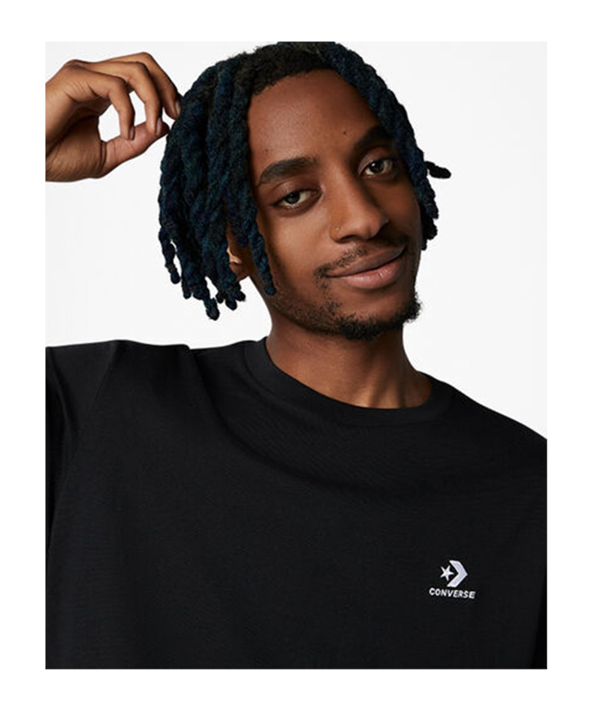 Converse T-Shirt Uomo Nero T-Shirt Casual con Ricamo Logo L : Amazon.it:  Moda