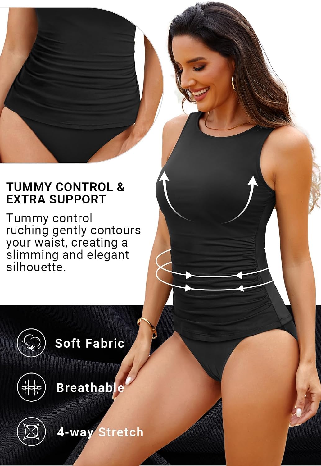 Aqua Eve Women's High Neck Tankini Swimsuits - Two Piece Tummy Control Bathing Suits Modest Swimwear 2025