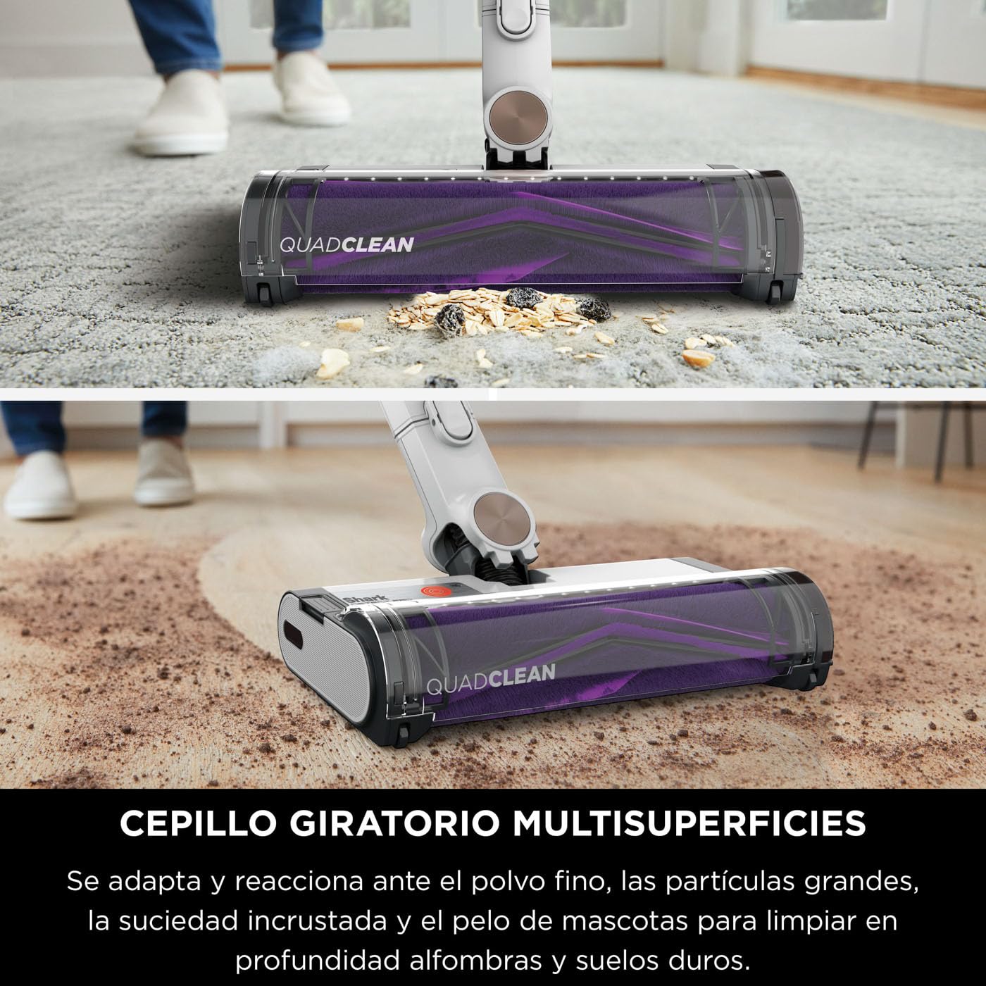 Shark Detect Pro Aspiradora sin cable, hasta 60 min de autonomía, tecnología Anti Hair Wrap, con boquilla estrecha y gran capacidad de succión, ligera, en blanco y gris, IW1611EU