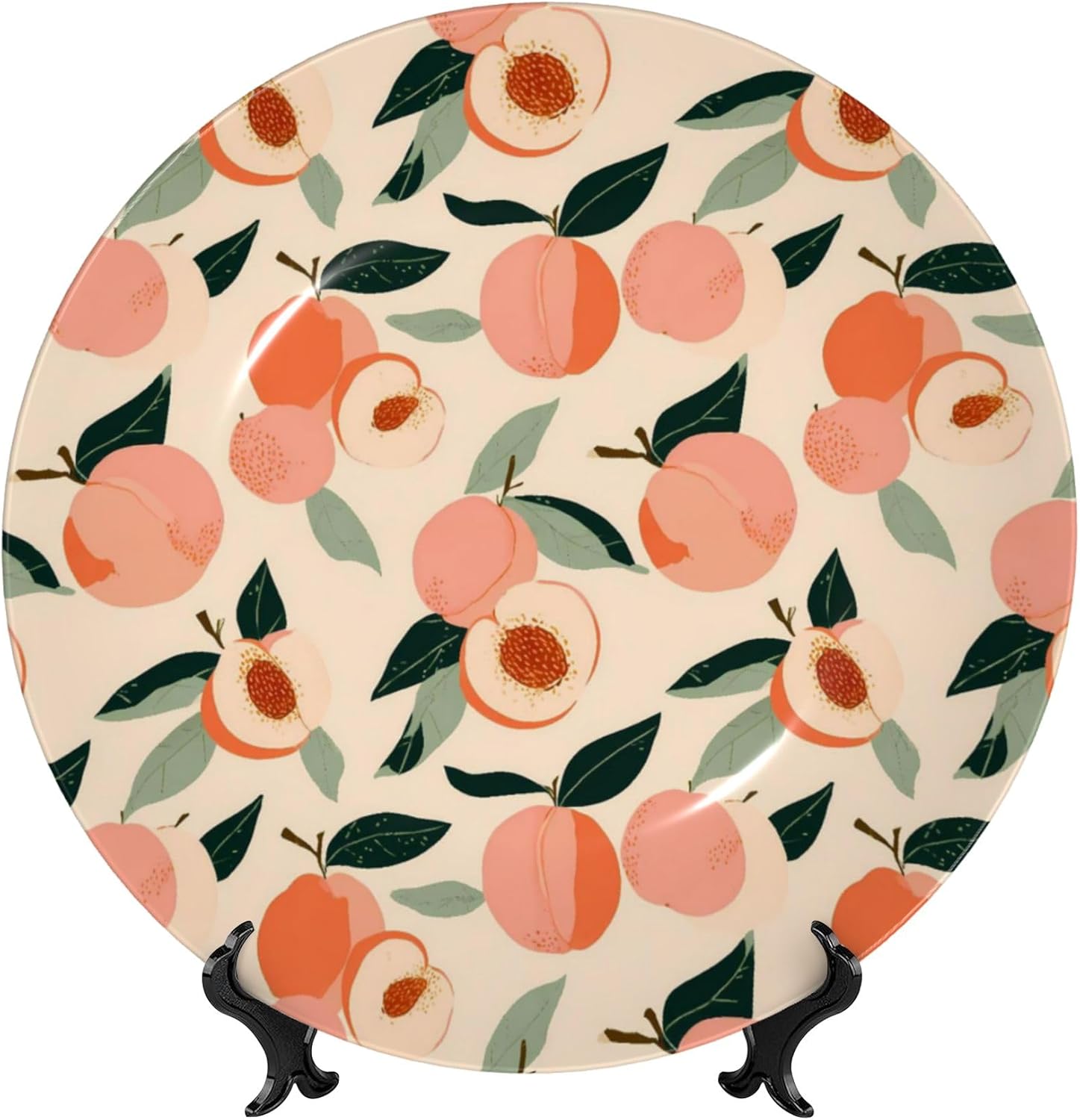 Decorative Plate Ceramic Plate for Wall Hanging 10in Accent Plate for Office Living Room Hallway Table Decor - Peaches 3