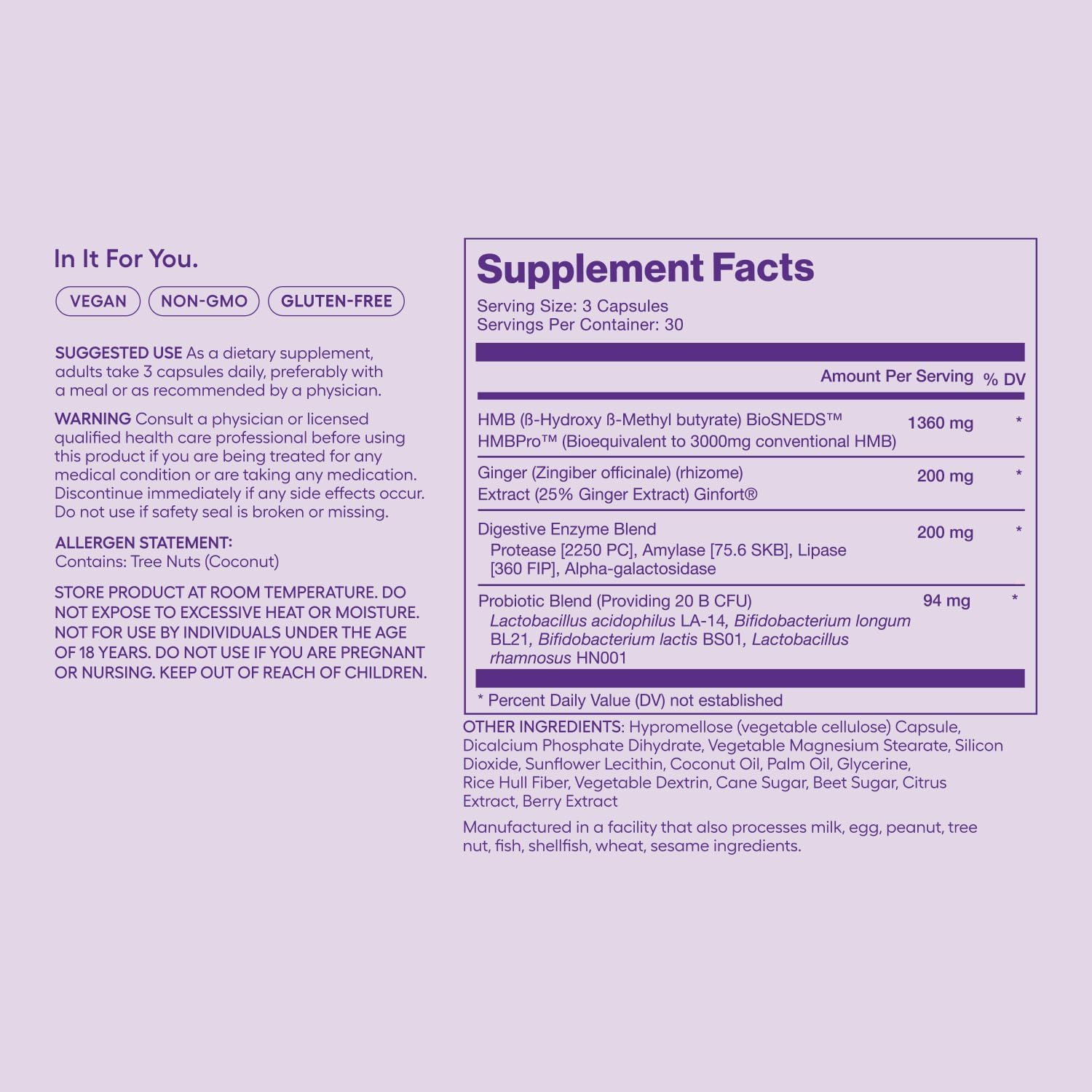 AONIC GLP-1 Companion Supplement - HMBPro™ to Support Maintenance of Lean Muscle, probiotic and Enzyme Blend to Support Digestion, Ginger Extract to Help Reduce Nausea and Bloating (90 Caps)